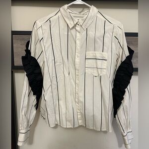 BP Black and White Striped Button Down Shirt